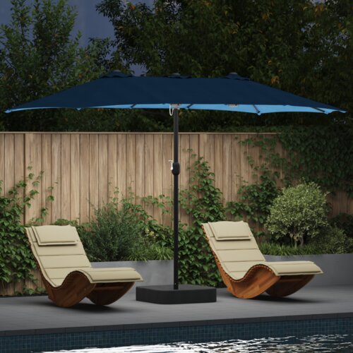 Vrtni dežnik Azur modra 385 x 209 x 244 cm Poliester, (5000160792) Cene