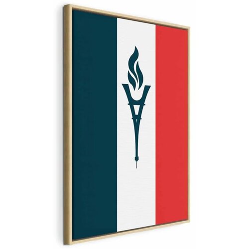  Slika - Torch Against the Backdrop of the French Flag 80x120 U prirodnom drvenom okviru Cene