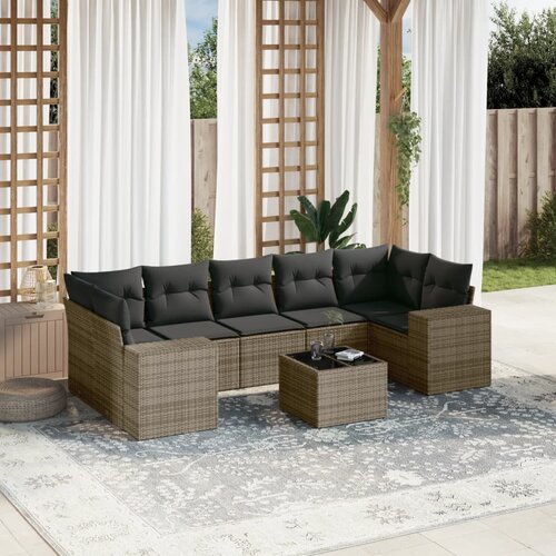 vidaXL 8-dijelni set vrtnih sofa od poliratana s jastucima sivi Cijene