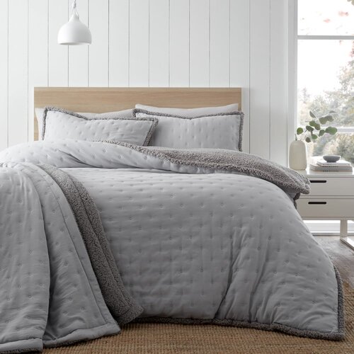 Catherine Lansfield Siva posteljnina za zakonsko posteljo iz sherpa flisa 200x200 cm Cosy Nori &amp;ndash; Slike