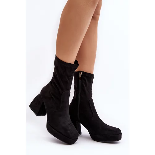 Kesi Black Adelles women's ankle boots with massive heels and platform