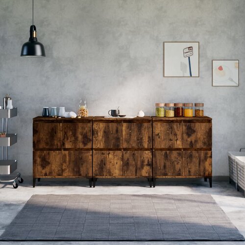 vidaXL Komode 3 kom boja dimljenog hrasta 60x35x70cm konstruirano drvo Cijene