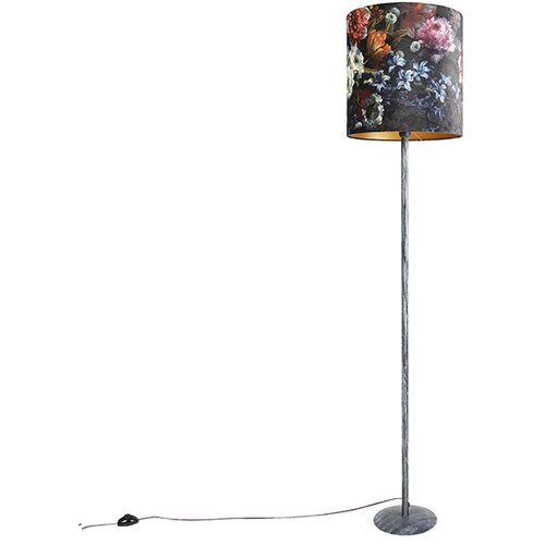 QAZQA Vintage talna svetilka starinsko siva senca cvetlični dizajn 40 cm - Simplo Cene