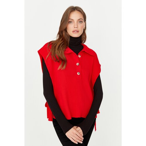 Trendyol Red Side Tie Detailed Knitwear Sweater Cene