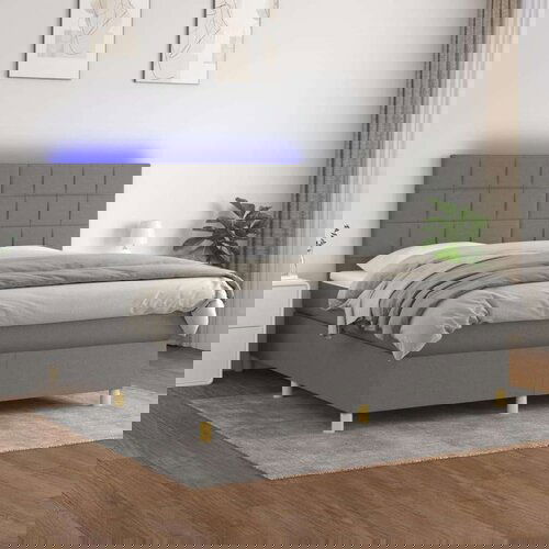  Box spring postelja z vzmetnico LED temno siva 160x200 cm blago, (20789362) Slike