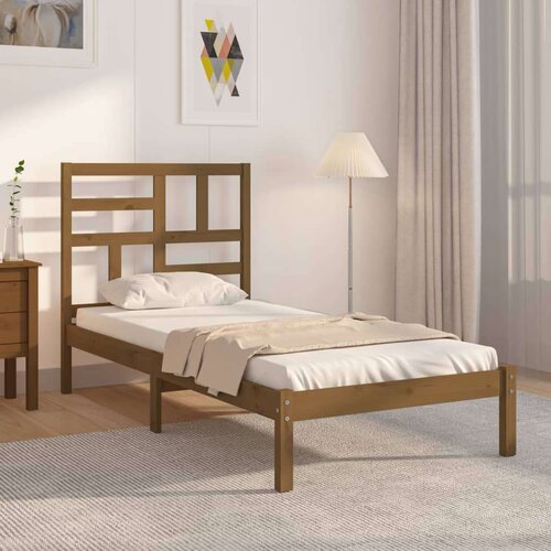  Posteljni okvir medeno rjav iz trdnega lesa 100x200 cm, (20644533) Slike