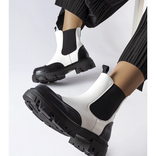 Gemre Black and white slip-on ankle boots Albany Cene