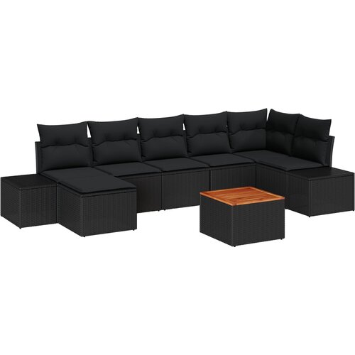 vidaXL 8 Dijelni Vrtni Sofa Set s Jastucima Crna Poli Ratan Akacija Cene