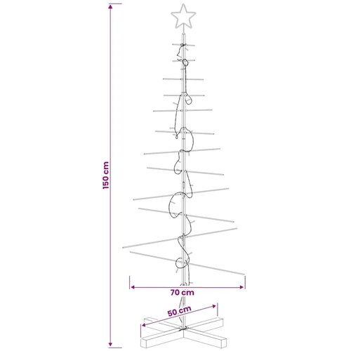  Metalna božićna jelka KUOPIO 150 cm Topla bijela Čelik Crna - 150 cm Crna s LED svjetlima Slike