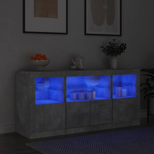  Komoda s LED svjetlima siva boja betona 142,5x37x67 cm Cijene