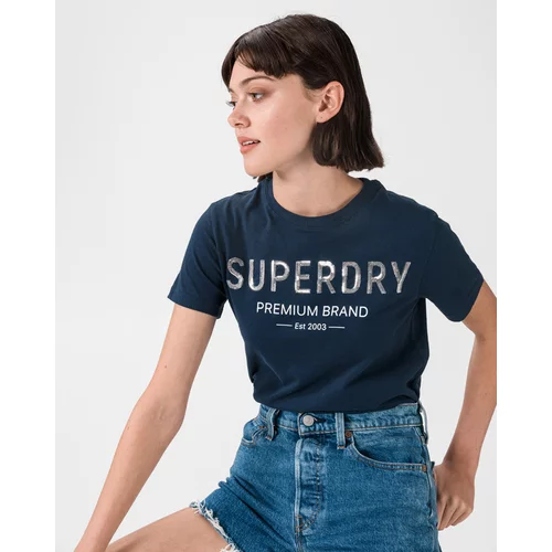 Superdry Premium Sequin Majica Modra