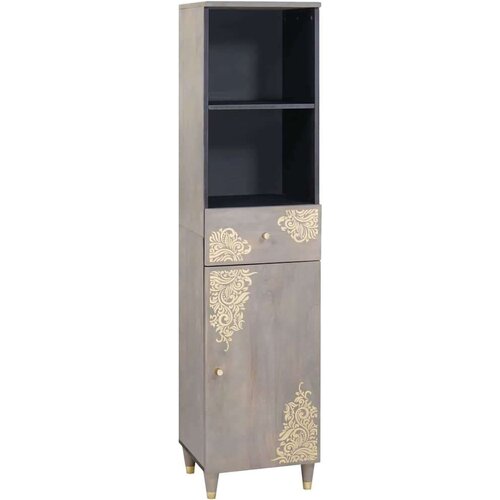 vidaXL Strani šal s predalom Siva 38 x 33.5 x 160 cm Trden mangov les Cene