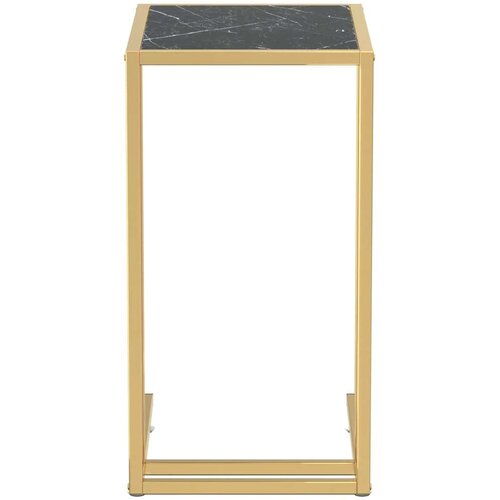 VidaXL Bočni stolić za računalo crni mramor 50x35x65 cm kaljeno staklo Slike