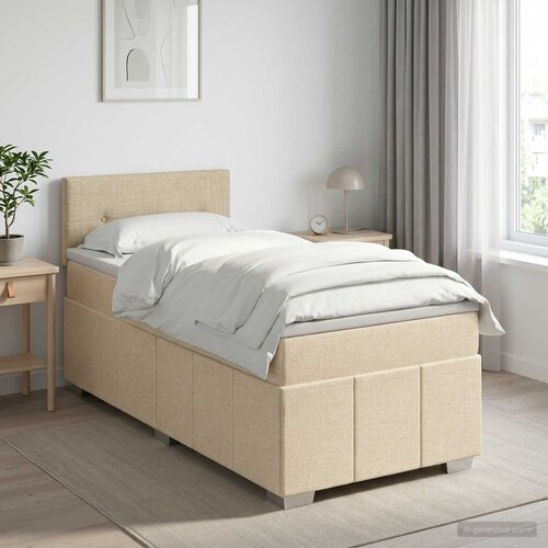  Boxspring krevet s madracem Krem 90 x 200 cm Tkanina Cene