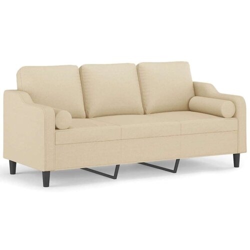 VidaXL Trosjed s ukrasnim jastucima krem 180 cm od tkanine Slike