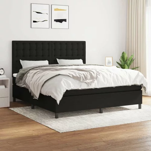  Krevet s oprugama i madracem crni 160x200 cm od tkanine