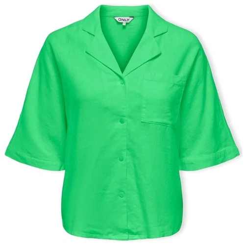 Only Topi & Bluze Caro Loose Shirt S/S - Summer Green Zelena