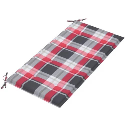 Jastuk za vrtnu klupu crveni karirani 100x50x4 cm od tkanine