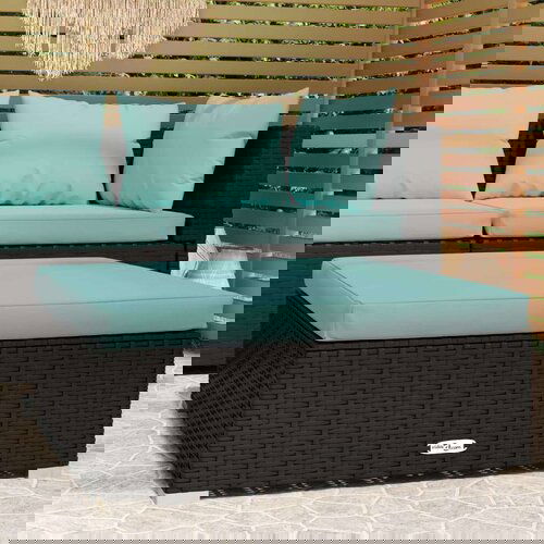  Vrtni tabure s jastukom crni 70 x 70 x 30 cm od poliratana Cijene