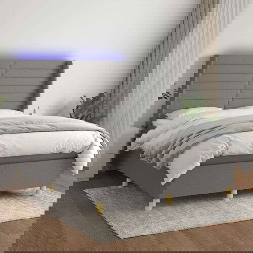  Box spring s madracem LED tamnosivi 140x200 cm tkanina Slike