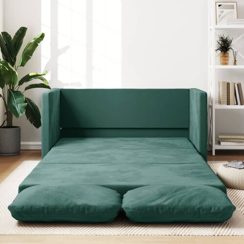 vidaXL Talni raztegljiv kavč 2 v 1 temno zelen 122x204x55 cm žamet Cene