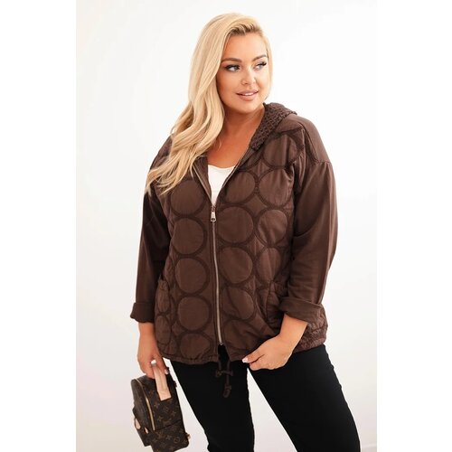 Kesi Włoski Women&amp;#039;s Plus Size cotton zip-up hoodie brown Slike