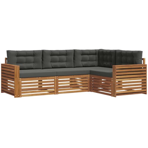  Set vanjskih sofa 4 kom. Prirodna i antracit Smeđa 251,5 x 172,5 x 73 cm Slike