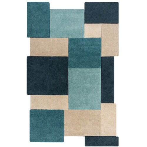 Flair Rugs Modro-bež volnena preproga 180x120 cm Abstract Collage - Flair Rugs Slike