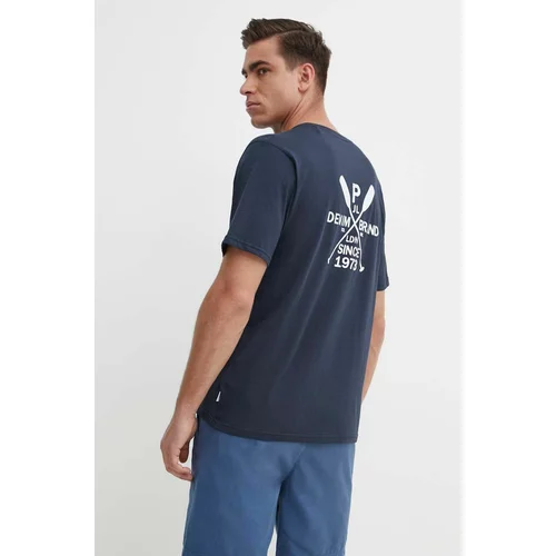 PepeJeans Bombažna kratka majica CALLUM moška, mornarsko modra barva, PM509370