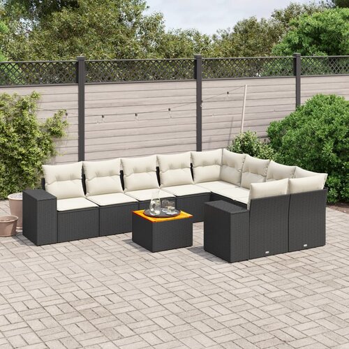 vidaXL 10-dijelni set vrtnih sofa s jastucima crni od poliratana Cijene