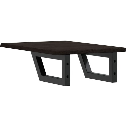  Zidna polica za umivaonik od čelika i masivne hrastovine Smeđa 40 x 60 x 2 cm Slike
