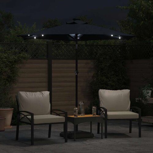  Vrtni suncobran s čeličnom &amp;scaron;ipkom LED crni 225 x 225 x 212 cm Slike