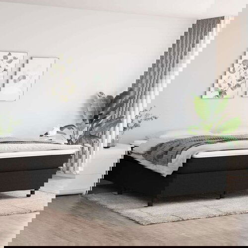  Za krevet s oprugama crni 180 x 200 cm od tkanine Slike