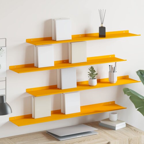  Lebdeća polica Zidne 4 pcs Žuta 100 x 18 x 2,5 cm Čelik Cijene