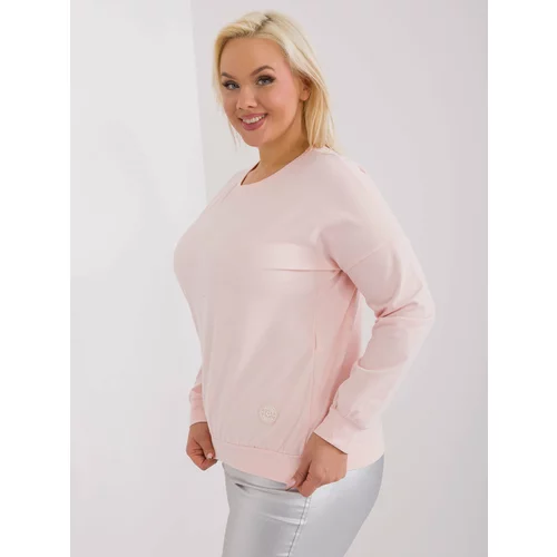 Fashion Hunters Light pink plus size blouse with long sleeves