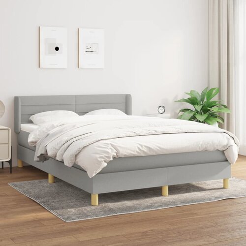 vidaXL Box spring posteljni z vzmetnico svetlo siv 140x190 cm blago Cene