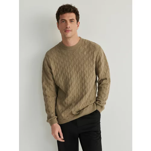 Reserved - Strukturirani džemper - maslinasto