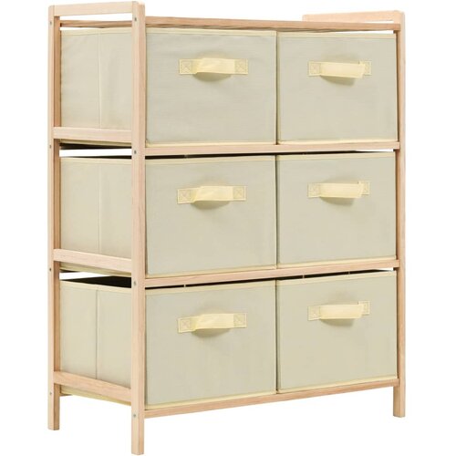 VidaXL 246439 Storage Rack with 6 Fabric Baskets Cedar Wood Beige Slike