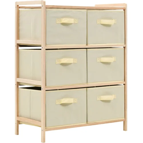 vidaXL 246439 Storage Rack with 6 Fabric Baskets Cedar Wood Beige