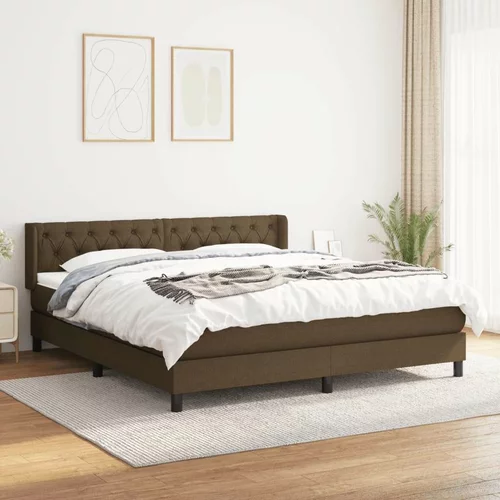  Box spring postelja z vzmetnico temno rjava 160x200 cm blago, (20895081)