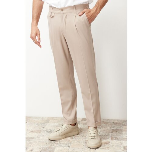 Trendyol Beige Italian Cut Pleated Fabric Trousers Slike