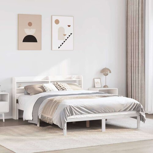 vidaXL Okvir kreveta bez madraca bijeli 135 x 190 cm masivna borovina Cijene