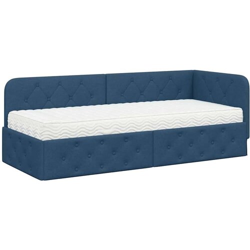 VidaXL kutni okvir kreveta s madracem plava 80 x 200 cm tkanina Slike