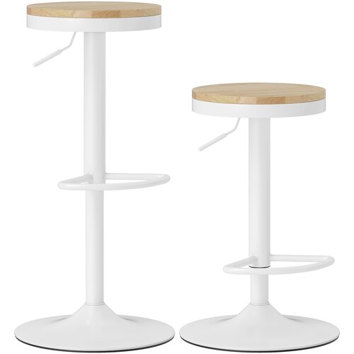 HOMCOM barski stol kavčukovec les, jeklo 38,5D x 38,5&Scaron; x 60 80V cm Naraven les+Bel, (5000242625) Cene