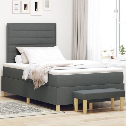 VidaXL vzmetnica z vzmetnico in klopjo temno siva 120x190 cm tkanina Slike
