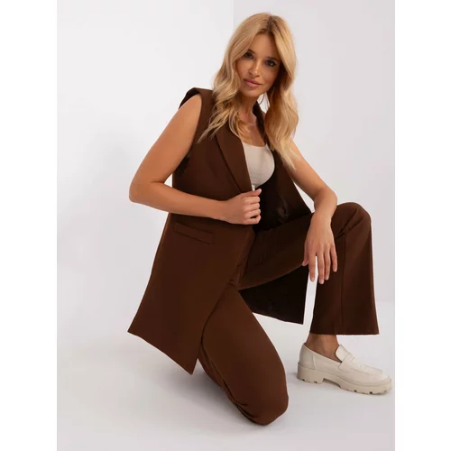 Fashion Hunters Dark brown, elegant women's set with vest