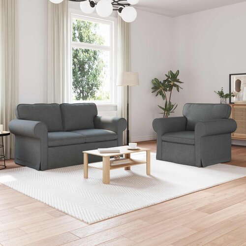  Set sofe 2 pcs Tamno siva 155 x 82 x 80 cm tkanina Cene