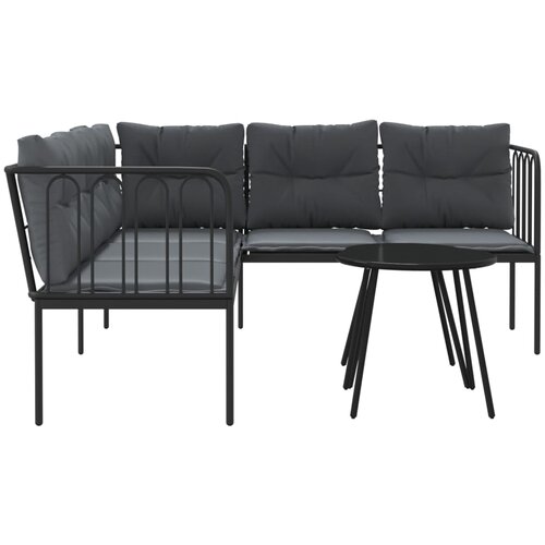  Set vrtnih sofa s jastucima crni od čelika i tekstilena Slike