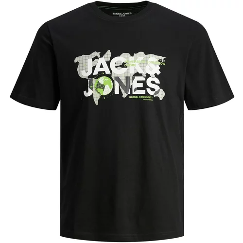 Jack & Jones Majica 'Dust' siva / svijetlozelena / crna / bijela