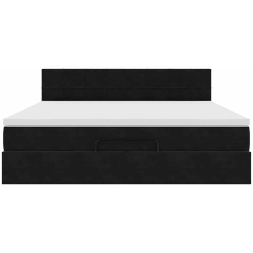 Otomanski krevet s madracem i LED crni 160x200cm tkanine Slike